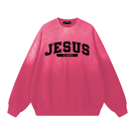 Jesus Is King Varsity Cotton Sweatshirt