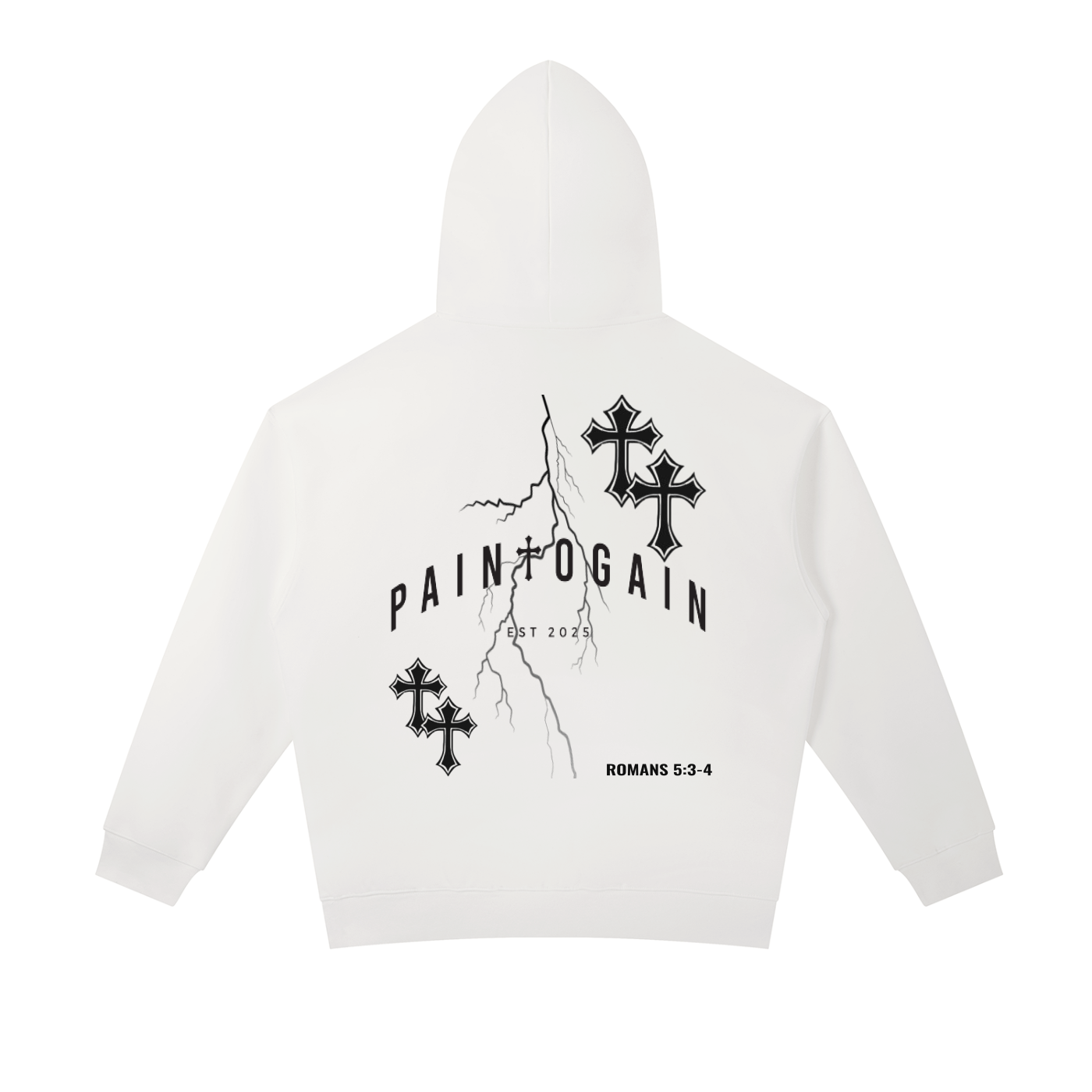Oversized Essential Heavyweight [Pain To Gain] Cross Hoodie